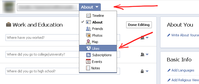 a screencap of how to get to the Likes preferences