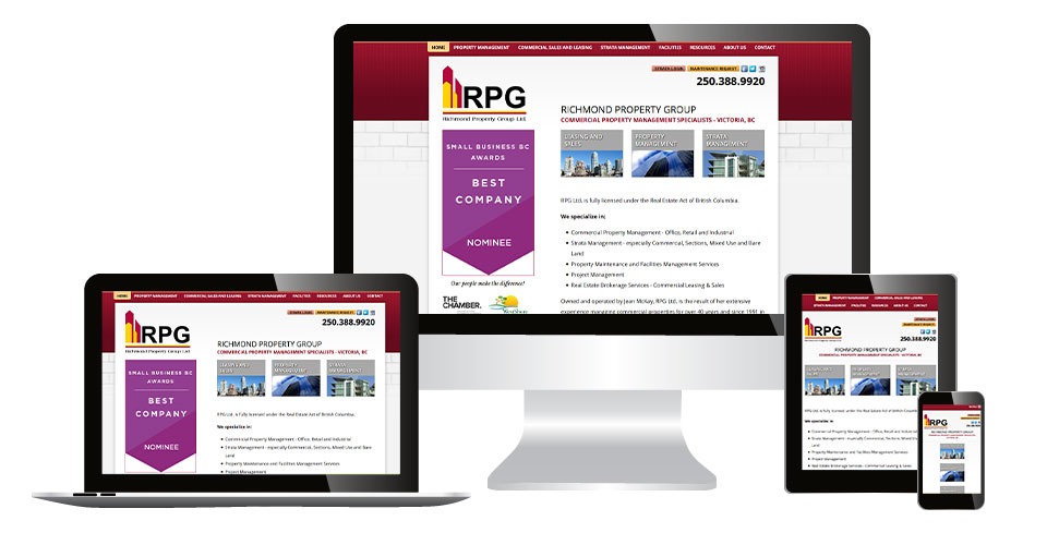 Richmond Property Group home page displaying on multiple devices