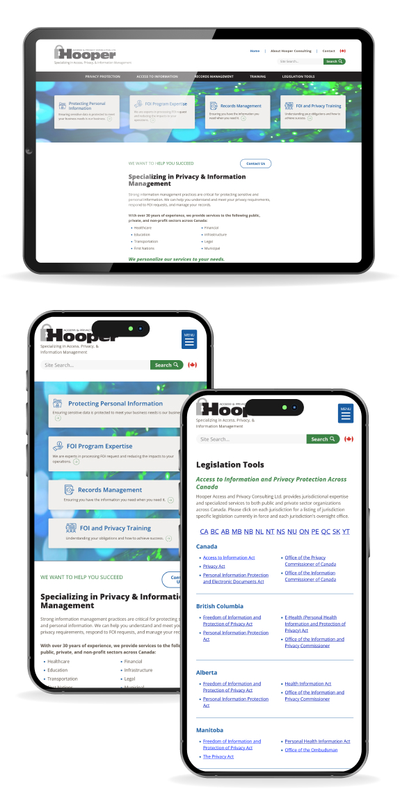 website on various screens