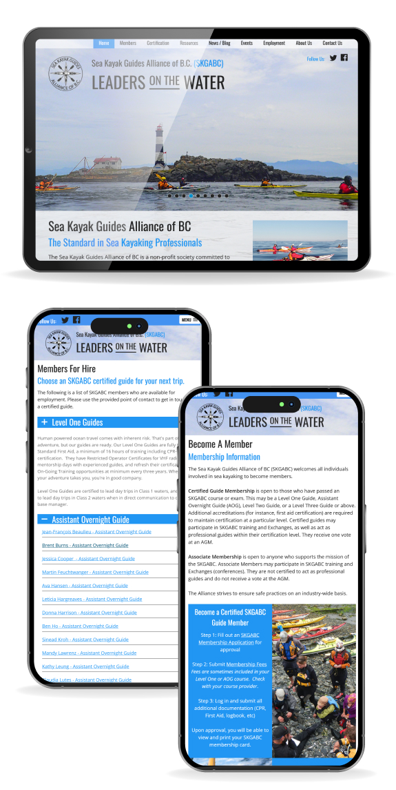 website on various screens