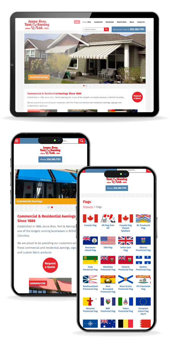 website displayed on multiple screens
