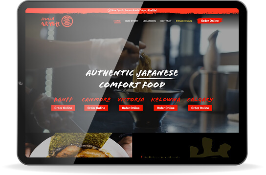 desktop view of website