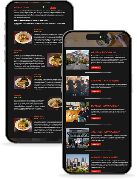 multiple mobile views of website