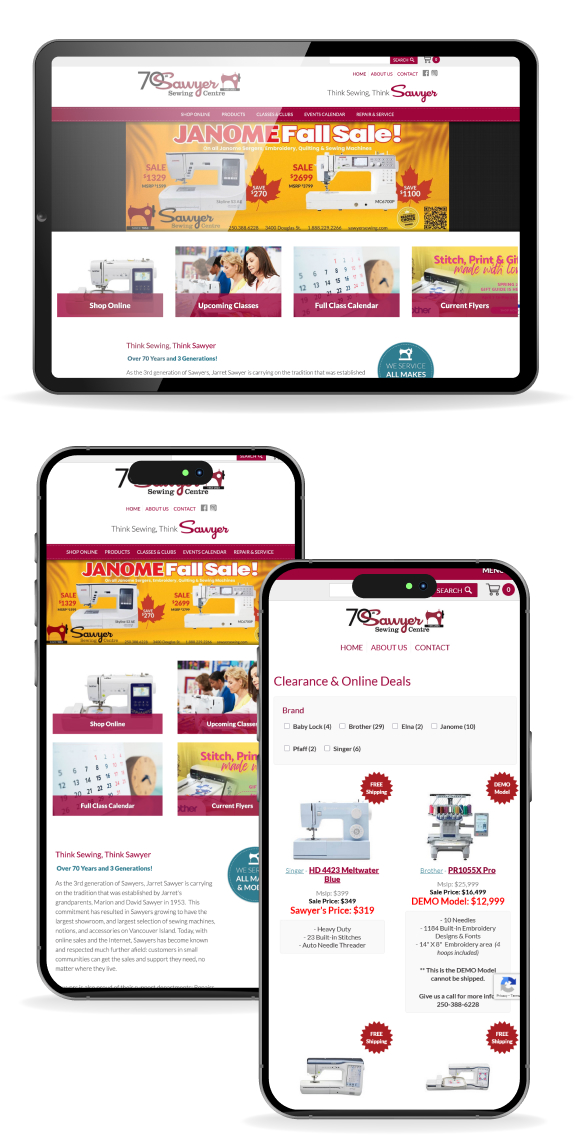 website displayed on multiple screens