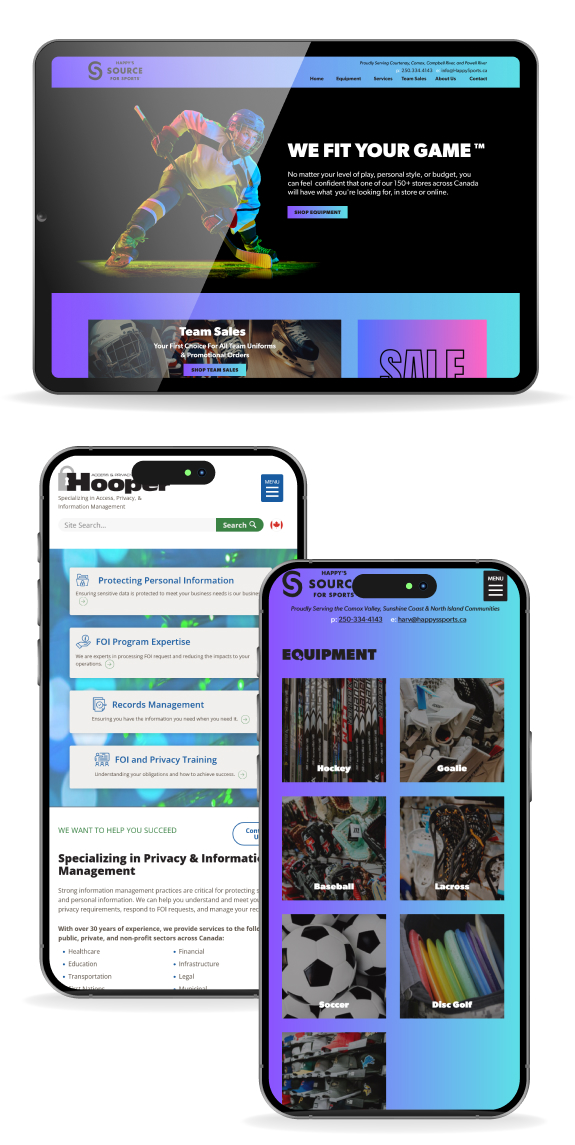 multiple mobile views of website