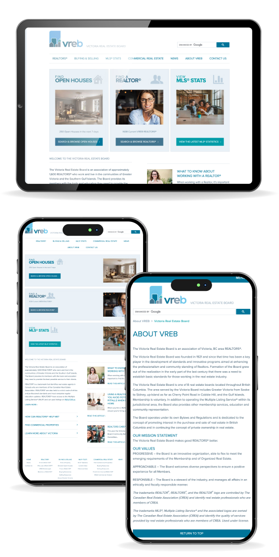 website displayed on multiple screens