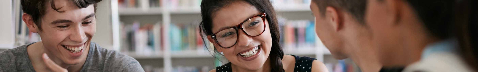 students working in the library